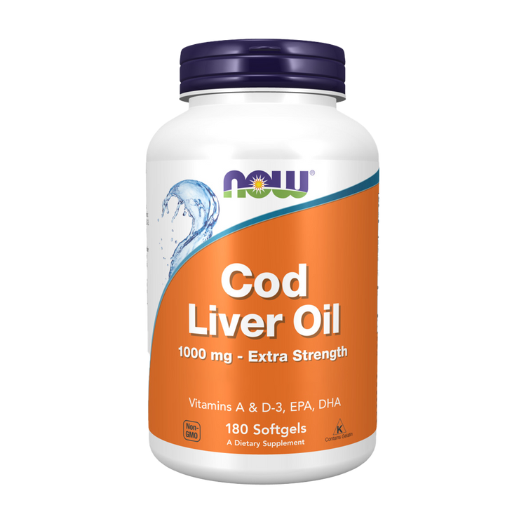 Óleo de Fígado de Bacalhau Extra Forte 1000 mg - 180 Cápsulas Moles - Now