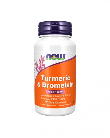 Turmeric e Bromelain 90 cápsulas vegetais - Now
