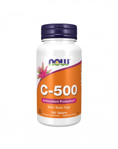 Vitamina C 500 Rose Hips 100 comprimidos - Now