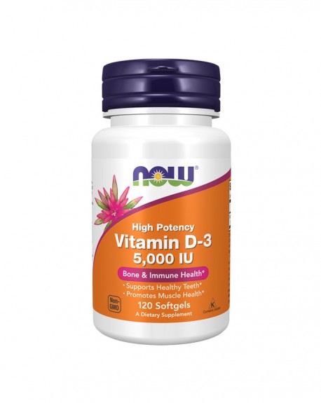 Vitamina D-3 5000IU 120 cápsulas - Now